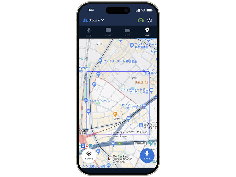ユーザーの位置を確認しながらMap上でグループ通話